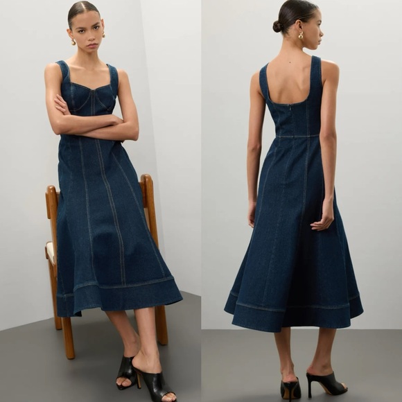 Moon River Denim Midi Dress - Picture 1 of 9